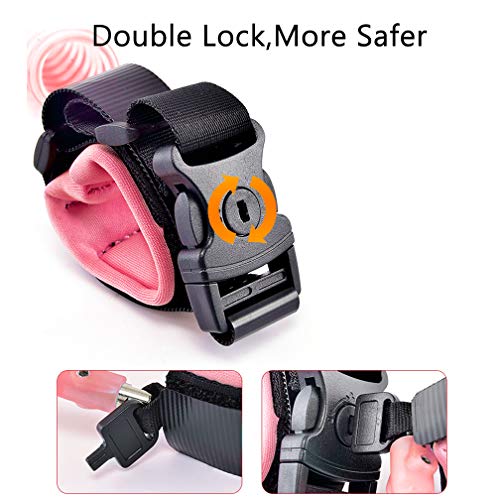 Anti Lost Wrist Link, Upgrade Lock Version Safety Toddler Harness Leashes Child Safety Wristband Wrist Leash for Kids Toddlers 6.56ft Pink - Thumbnail 3