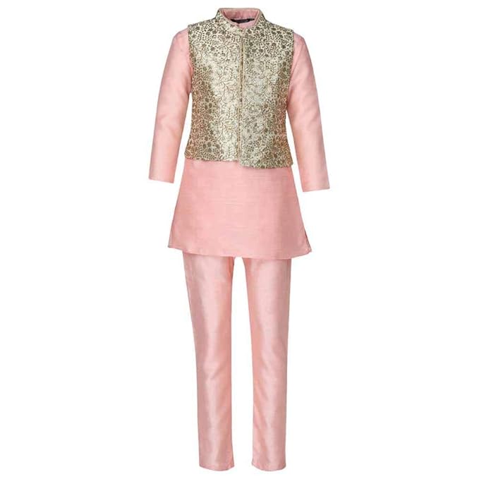 Boy's Synthetic Straight Kurta Pyjama (205200786_Pink_Size_04)