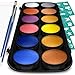 Face and Body Paint Kit, 12 Metallic Colors with Bonus Flat and Detail Paint Brushes, Comes with 30 Design Stencils, Non Toxic, Water Based and Easy On, Easy Off, FDA Compliant