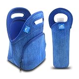 Nordic By Nature Neoprene Lunch Bag For Women, Men & Kids Extra Thick Insulated Neoprene Lunch Tote With Water Bottle Sleeve Durable Reusable Machine Washable Extra Pocket YKK Zippers (Blue Denim)