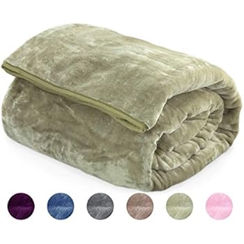Archangel Ultra Silky Soft Heavy Duty Quality Korean Mink Reversible Cloud Blanket Solid Dusky Green Queen 83