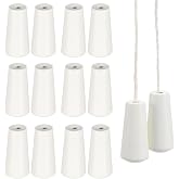 12PCS Blind Pull Cord Knobs Wood Blind Cord for Roman Shades Curtain Crafts Drawstring Beige White