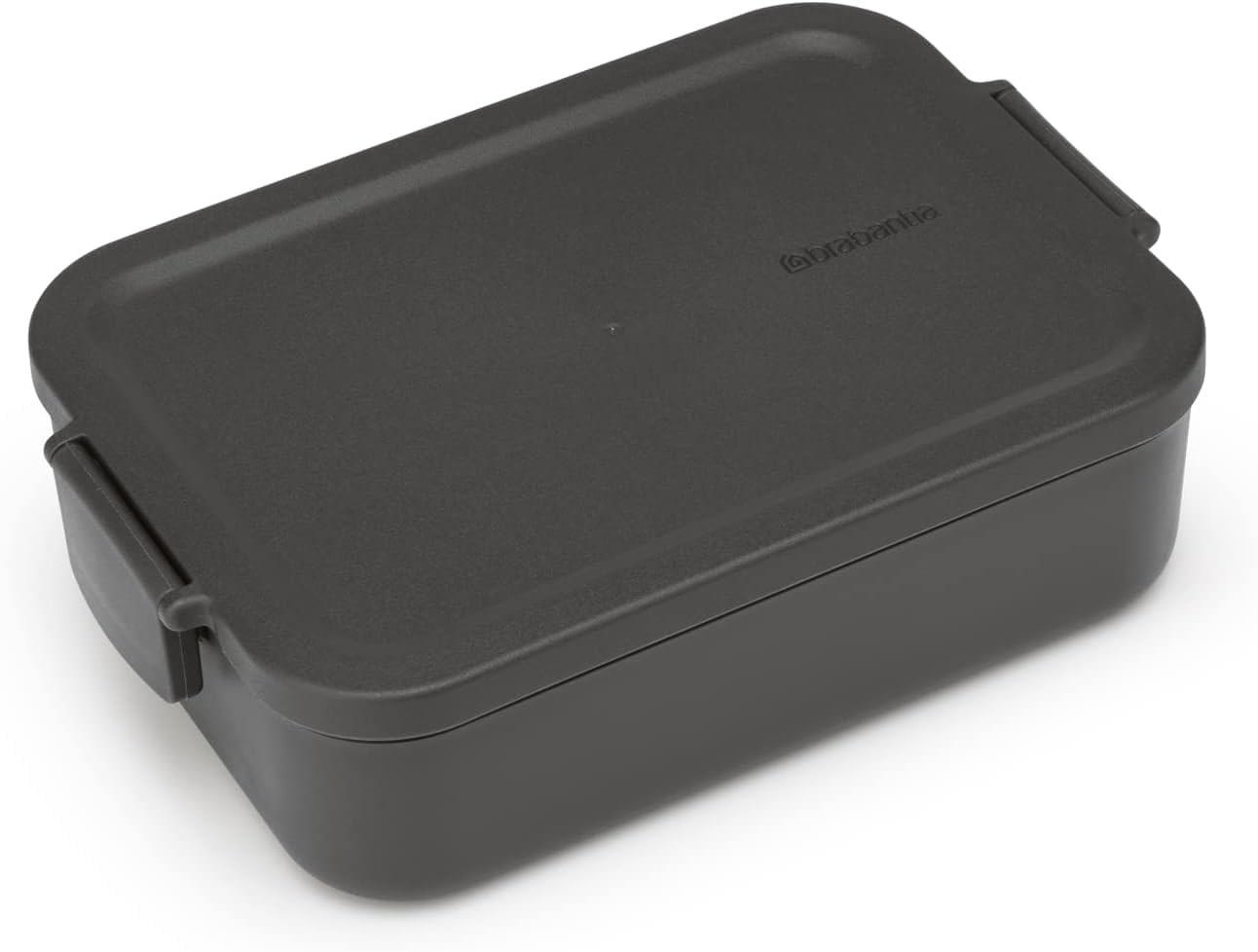 Brabantia - Make & Take Lunch Box - Medium Volume (1.1L) - BPA-Free - Lid with Clips - Suitable for Freezer - Dishwasher & Microwave Safe - Dark Grey - 20 x 13.5 x 5.5 cm