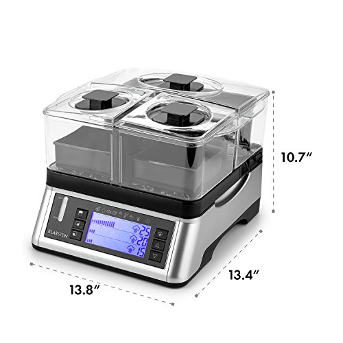 KLARSTEIN Electric Food Steamer, 1500 W, 7 Programs, 1 x Large and 2 x Small Cooking Chambers