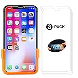 Foxnovo iPhone X Screen Protector, HD Tempered Glass Screen Protector with Easy Installation Tool for Apple iPhone X / iPhone 10, Ultra Clear Anti-Scratch(3-Pack)