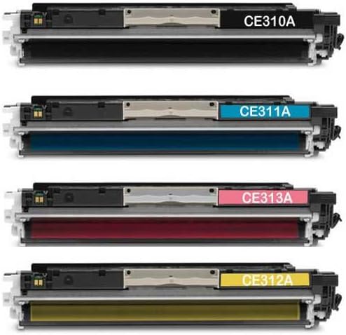 Compatible Toner Cartridge Replacement for Hewlett-Packard (HP) 126A CE310A CE311A CE312A CE313A (1 Black, 1 Cyan, 1 Yellow, 1 Magenta, 4-Pack)