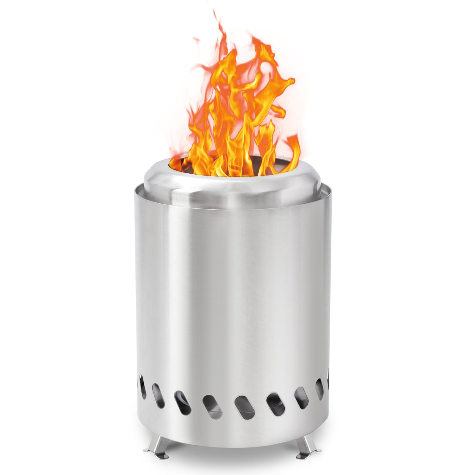 Portable Table Top Fire Pit, Smokeless Stainless Steel Firepit, Mini Outdoor Stove with Stand, Small Fire Pit for Camping, Outdoor & Patio - Wood Burning/Pellet Fueled