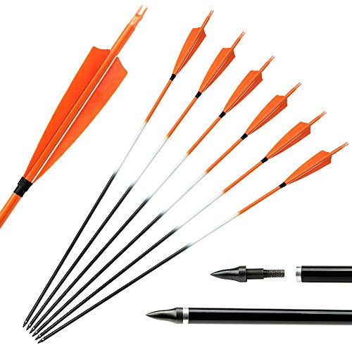 [6 Pack] ARCHERY SHARLY 31" Carbon Archery Practice Arrows 5" Orange Turkey Feather Fletching for Targeting Hunting Recurve & Long Bow - Thumbnail 6