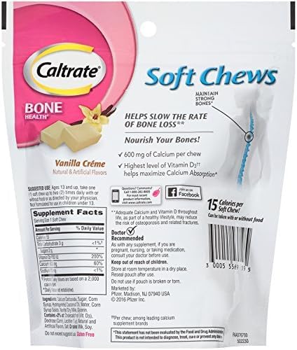 CALTRATE CALCIUM & VITAMIN D SOFT CHEWS VANILLA CREME 60 EACH (PACK OF 2)