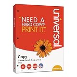 Universal 28230 Copy Paper, 92 Brightness, 20lb, 8-1/2 x 11, 3-Hole Punch, White, 5000 Shts/Ctn