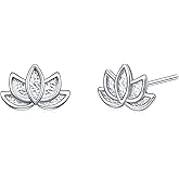 Rnivida 925 Sterling Silver Lotus Stud Earrings for Women | Hypoallergenic Minimalist Stud Earring
