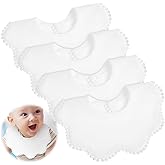 JenPen White Bibs for Baby Girl Bandana Muslin 360 Bibs Baby Bandana Drool for Girl Set for Teething Toddler