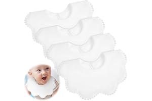 JenPen White Bibs for Baby Girl Bandana Muslin 360 Bibs Baby Bandana Drool for Girl Set for Teething Toddler