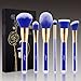 Matto Face Makeup Brushes Sparkling Blue 6-Piece Makeup Brush Set with Acrylic Rhinestone Handles for Powder Mineral Foundation Blush Blending Brushes Best for Gift