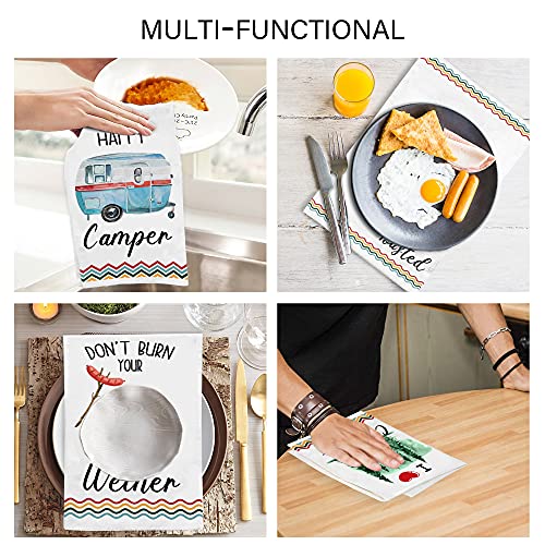 pinata Funny Camping Kitchen Towels Sets of 4 Happy Campers Camping