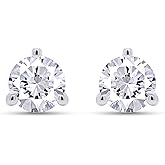 SAVEARTH DIAMONDS Moissanite Stud Earrings, 1ct DF Color Ideal Cut Lab Created Diamond 18K Gold Plated Earrings for Women