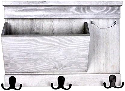 Entryway Organizer - Mail Keys Sunglasses Holder - Rustic Wall Mount - Aged White