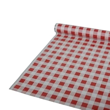 Tischdecke, Folie 50 m x 80 cm rot 'Karo' weiss