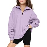 Batermoon Girls' 1/4 Zipper Sweatshirts Casual Oversized Long Sleeve Pullover Tops Cute Half Zipper Hoodie Sweater
