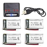 Cheerwing 4pcs 3.7V 650mAh Lipo Battery and 4-in-1 Charger for Syma X5SW X5 X5C X5C-1 RC Drone Parts