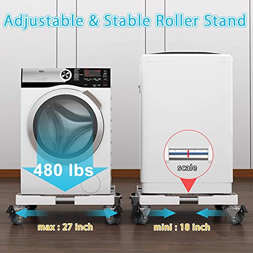 SEISSO Mobile Dolly Washer Dryer Stand with 4 Double Locking Wheels