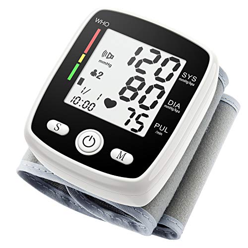 Blood Pressure Monitor Wrist Blood Pressure Machine Large LCD Backlit  Display Digital Automatic Blood Pressure Wrist Cuff with 2x99 Memory  Carrying