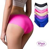 Kingfung 6 Pack Women's Invisible Seamless Bikini Underwear Half Back Coverage Panties