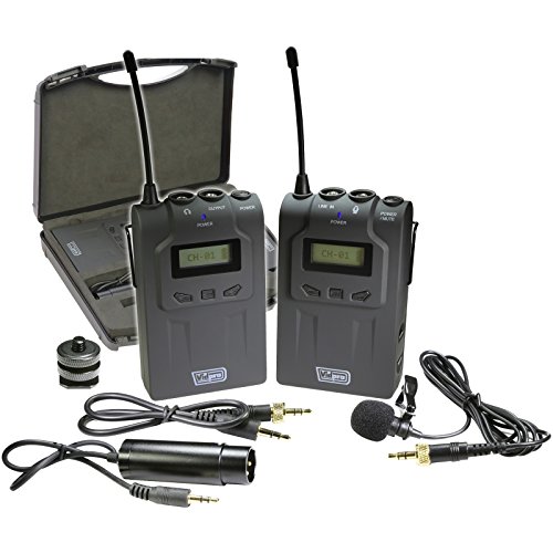 Vidpro XM-W4 Professional UHF Wireless Microphone System with Lavalier & Case