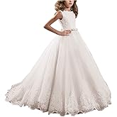 Abaowedding Flower Girl Dresses First Communion Dresses Girl Pageant Dresses Long Lace Sequin Girl Dresses Ball Gown