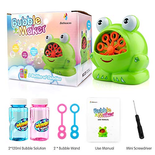 Betheaces Bubble Machine, Automatic Durable Bubble Maker 500 Bubbles per Minute with 8oz Refill Solution Water Summer Toy for Kids Boys Girls Age of 4,5,6,7,8-16 Outdoor and Indoor Party Use