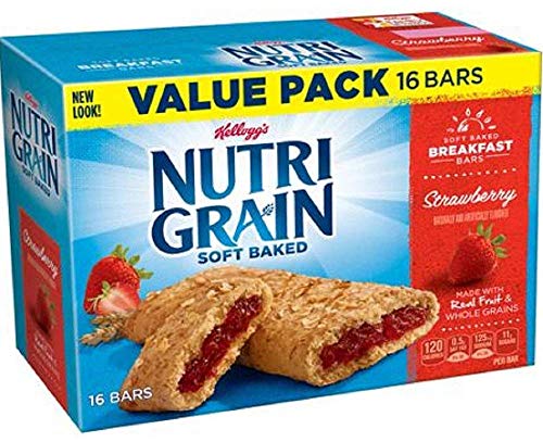 Kellogg's Nutri Grain Soft Baked Rise & Thrive 16 Breakfast Bars Strawberry Value Pack