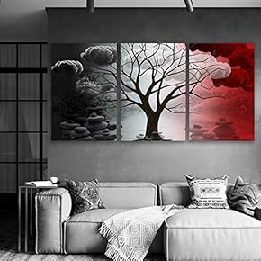 Canvas Wall Art Abstract Cloud Tree Pictures Home Wall Decorations for Bedroom Living Room Oil Paintings Canvas Prints Framed - 16"x24" x 3 Panels