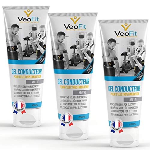 VEOFIT- Conductive Gel for Ab Belt 3x250mL, Electrostimulators, EMS TENS Electrodes - Improves electrode contact and protects the skin - Made in France