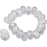 TUMBEELLUWA Natural Gemstone Beads for Jewelry Making, Rondelle Large Hole Loose Beads Pack of 15, Rock Crystal(8x14 mm)