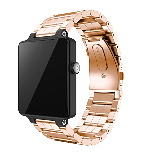 Garmin Vivoactive Acetate Watch Band, MoreToys Stainless Steel Replacement Wristband Bracelet Strap for Garmin Vivoactive Acetate Sports GPS Smart Watch (Rose Gold) - Thumbnail 5