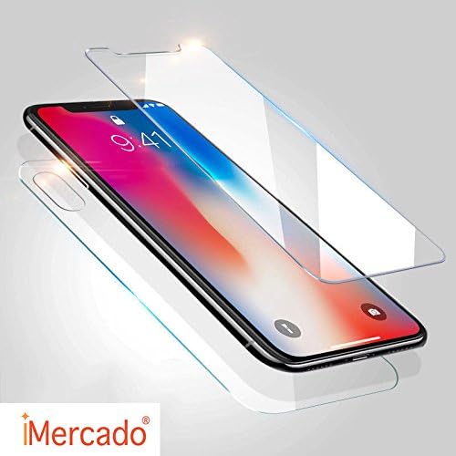 Screen Protector iPhone X iMercado (Pack of 2, Tempered Glass, Front and Back)