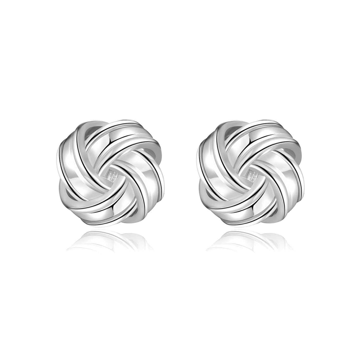 Hypoallergenic Silver Love Knot Stud Earrings for Women