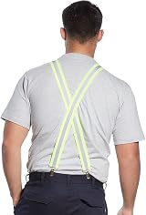Portwest Hi-Vis Braces Yellow HV56YER - Adjustable Secure Fit Metal Clips view 2