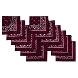 Elephant Brand Bandanas 100% cotton since 1898-12 Pack (Maroon)