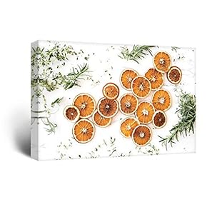 Canvas Wall Art - Lemon Slices and Herbs - Giclee Print Gallery Wrap Modern Home Art Ready to Hang - 12x18 inches