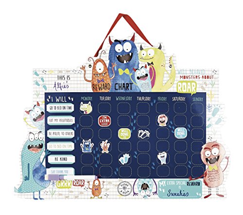 Floss & Rock Reward Chart with Dry Erase Pen and Stickers (Monster)