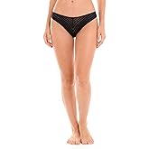 Tiij Women's Seamless Cheeky Panty - Sheer Striped Mesh Back Brazilian Underwear, No-Show Invisible Lingerie, Breathable & Soft, Black