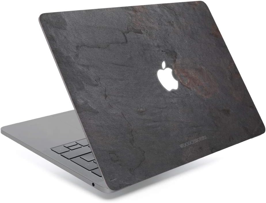 Woodcessories - Skin Compatible with MacBook Made of Real Slate Stone, EcoSkin (MacBook 15 Pro, Volcano Black)