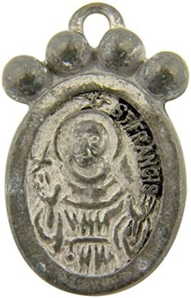 Catholic Brands Silver Tone Saint St Francis Paw Print Pet Medal, 1 Inch