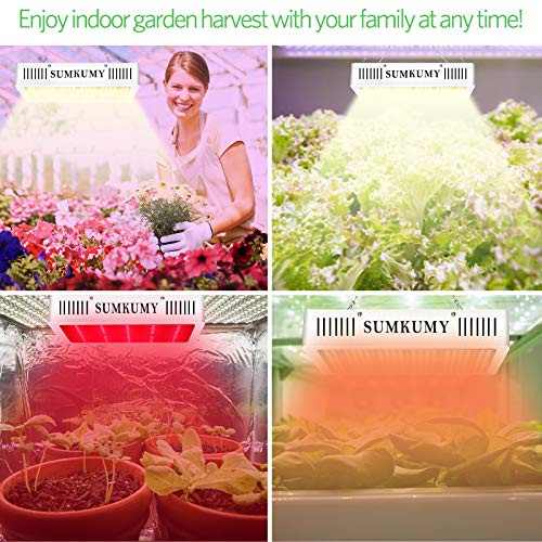 SUMKUMY 1200W LED Grow Lights for Indoor Plants Full Spectrum, Dimming Daisy Chain Grow Lamp, Coverage2.8x3.3ft, Hanging Growing Lamps for Indoor Plants Seedling Veg and Bloom Plants, Built-in Fan