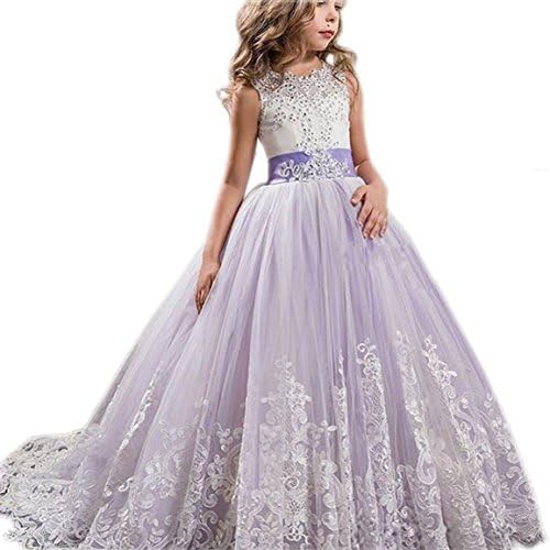Aprildress Vintage Lace Flower Girl Dress Pageant First Communion Dresses Lilac