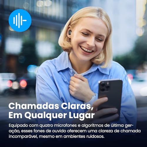 Tranya M20 Fones de Ouvido Bluetooth - 30 Horas de Bateria, À Prova de Suor, App Personalizável, Drivers de 14.2 mm com Graves Potentes, Microfone para Chamadas Claras - Preto Cósmico