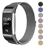 SWEES Metal Bands Compatible Fitbit Charge 2, Milanese Stainless Steel Metal Magnetic Replacement Wristband Small & Large (5.5