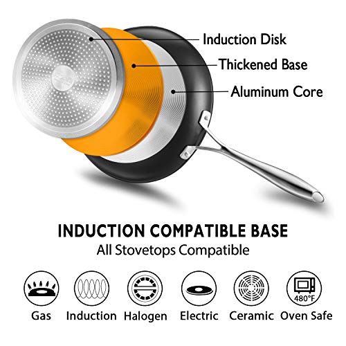 Cooker King 10 inch Induction Nonstick Frying Pan Skillet, Non Stick