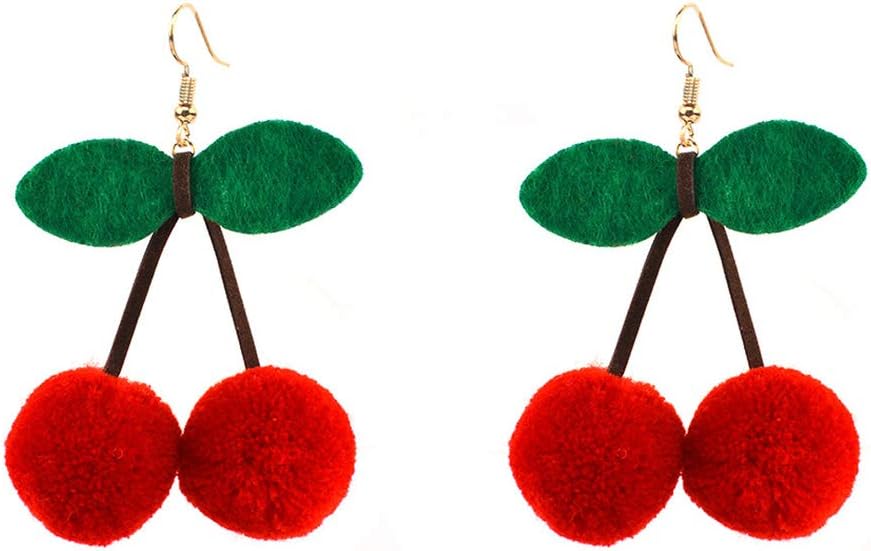FdesignerUnique Cherry Dangle Earrings Fshion Earrings Drop Velvet Jewelry for Women and Girls